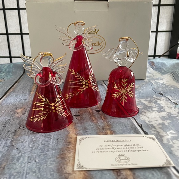 Vintage Sorelle Christmas Ornaments -  Set 3 pcs Red and Gold - Picture 1 of 12